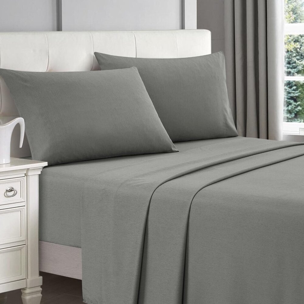NWT Nanshing Irina 4-Piece Faux Bamboo Cooling Sheet Set4-Q-DGRY Gray Queen